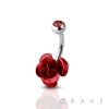 316L SURGICAL STEEL BRIGHT METAL ROSE BLOSSOM BELLY BUTTON RING 